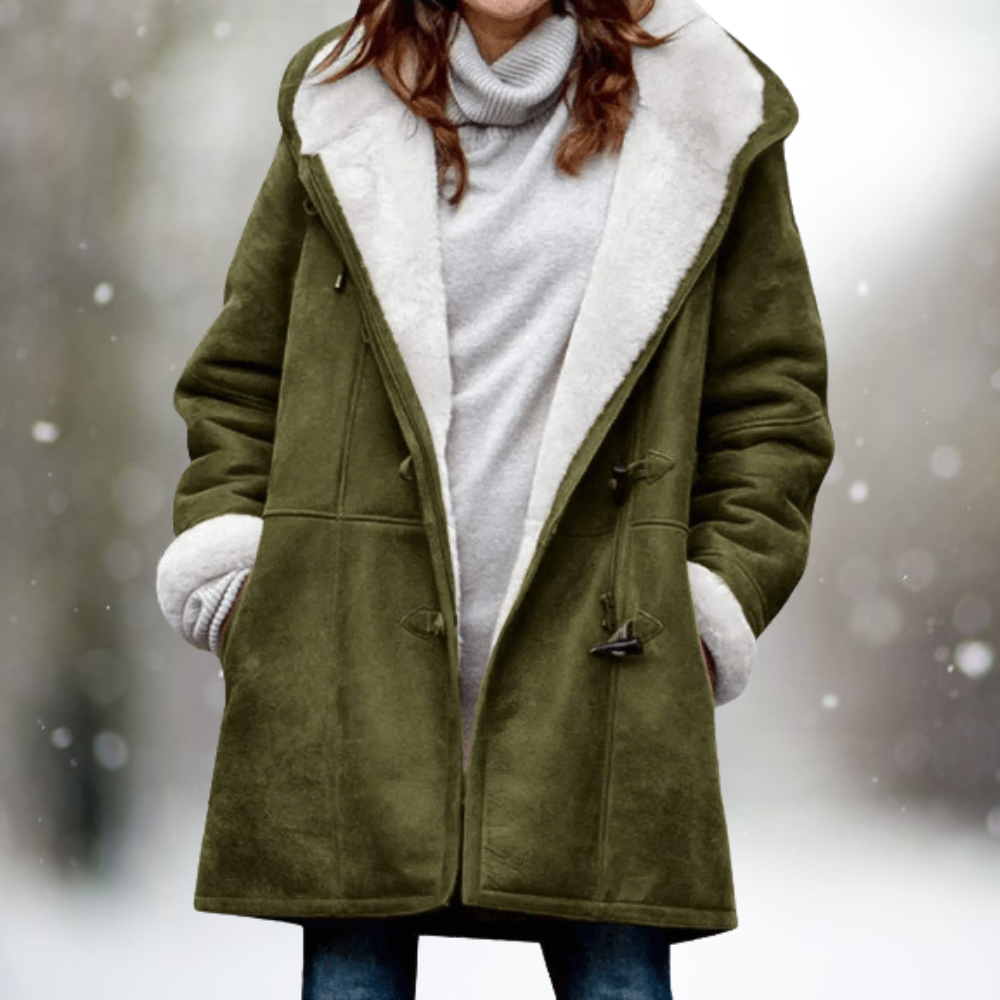 Hooded Fleece Lined Suede-Look Toggle Coat 5
