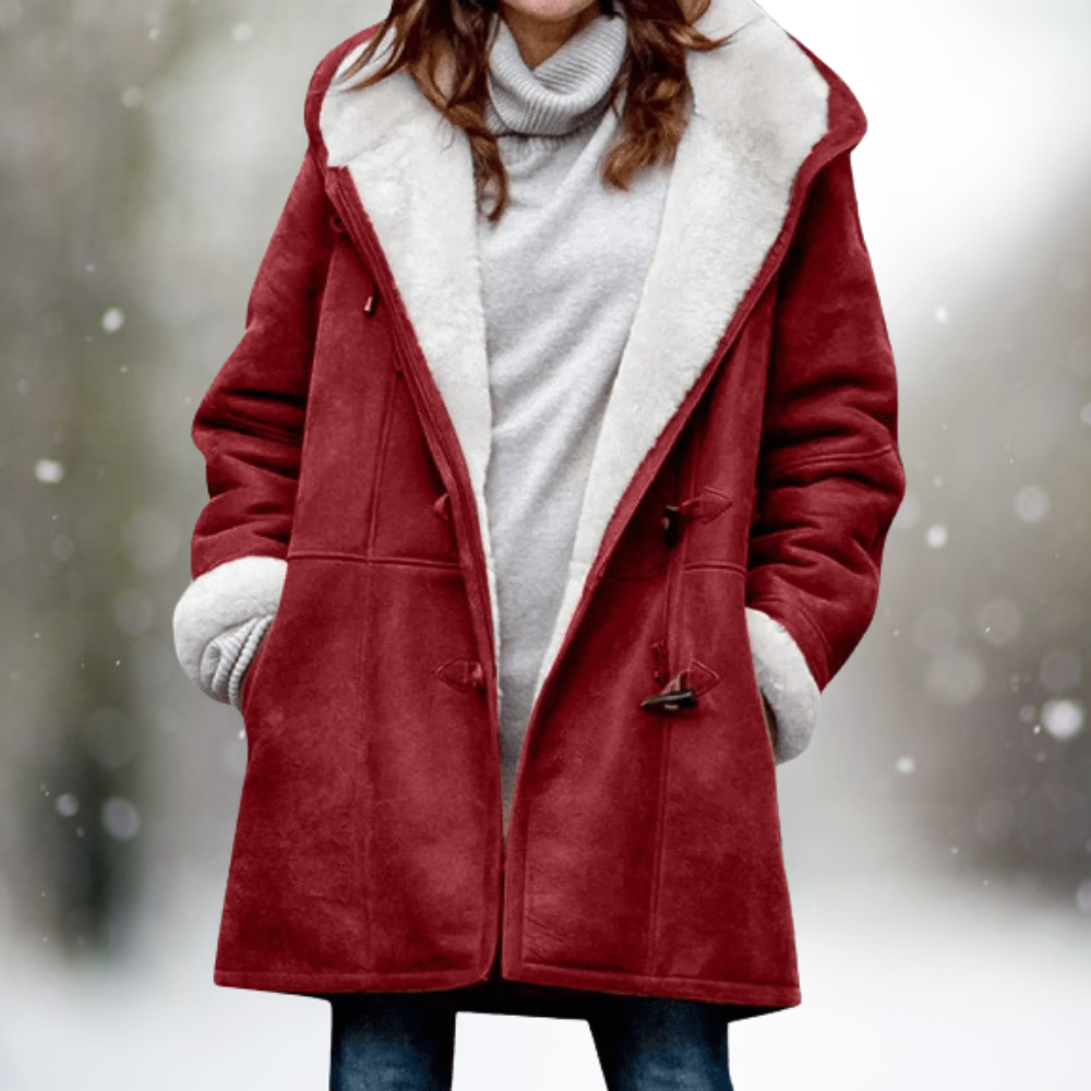 Hooded Fleece Lined Suede-Look Toggle Coat 3
