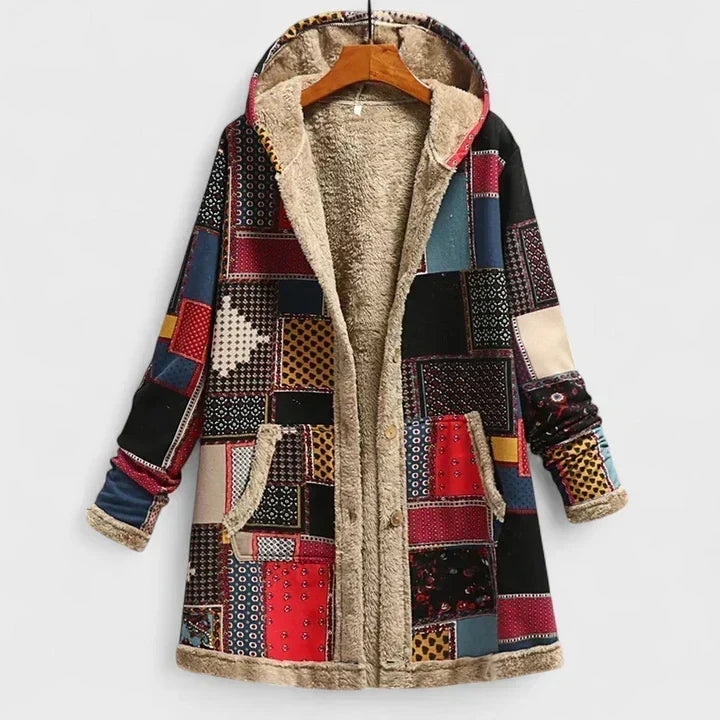 Floral Print Hooded Fleece Lined Open Front Parka 5