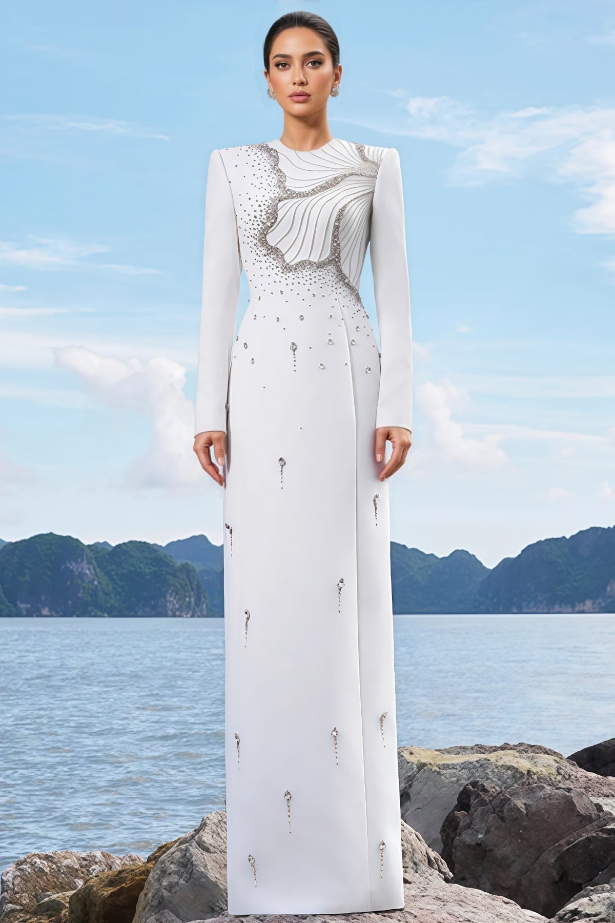 Lalie Floral Crystal Embellished Maxi Dress