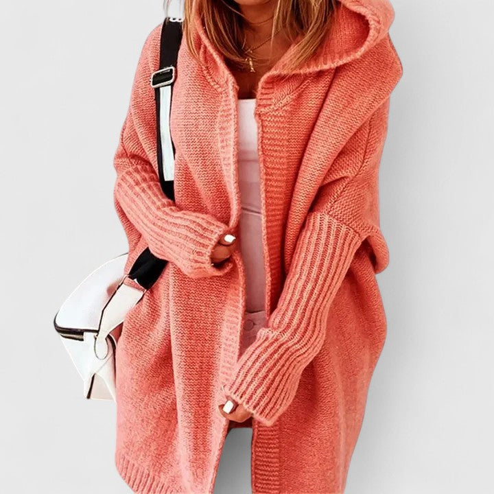 Hooded Oversized Open Front Knit Cardigan 2