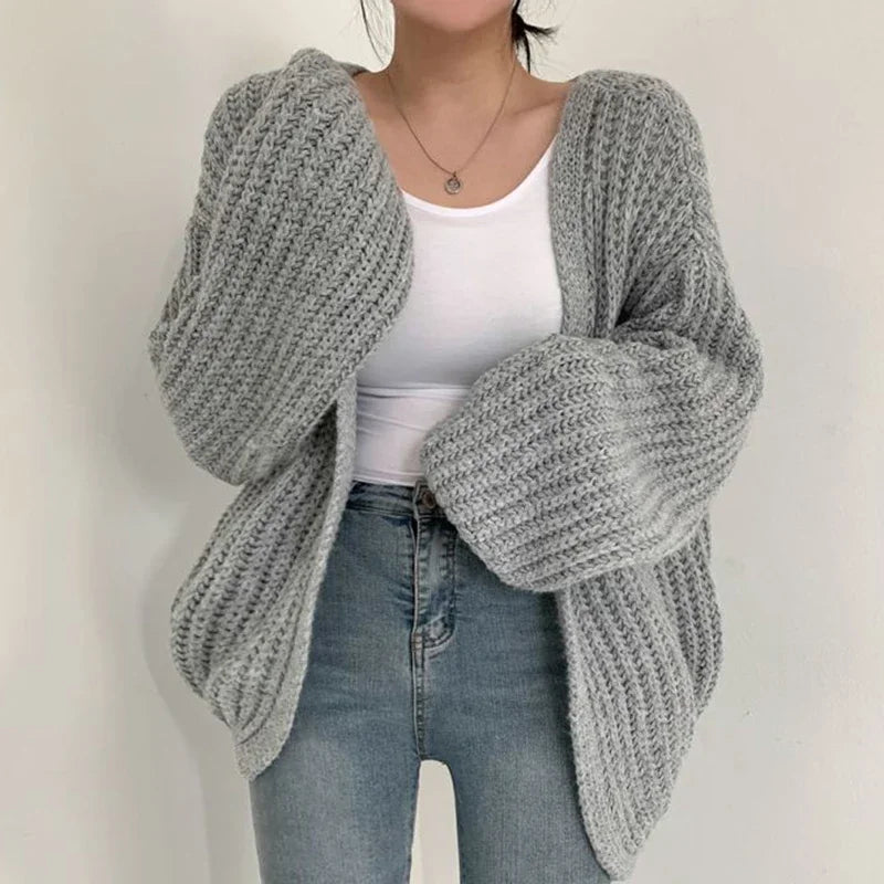 Open Front Chunky Ribbed Knit Oversized Cardigan 2