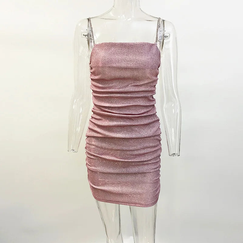 Glitter Spaghetti Strap Bodycon Mini Party Dress - View 9