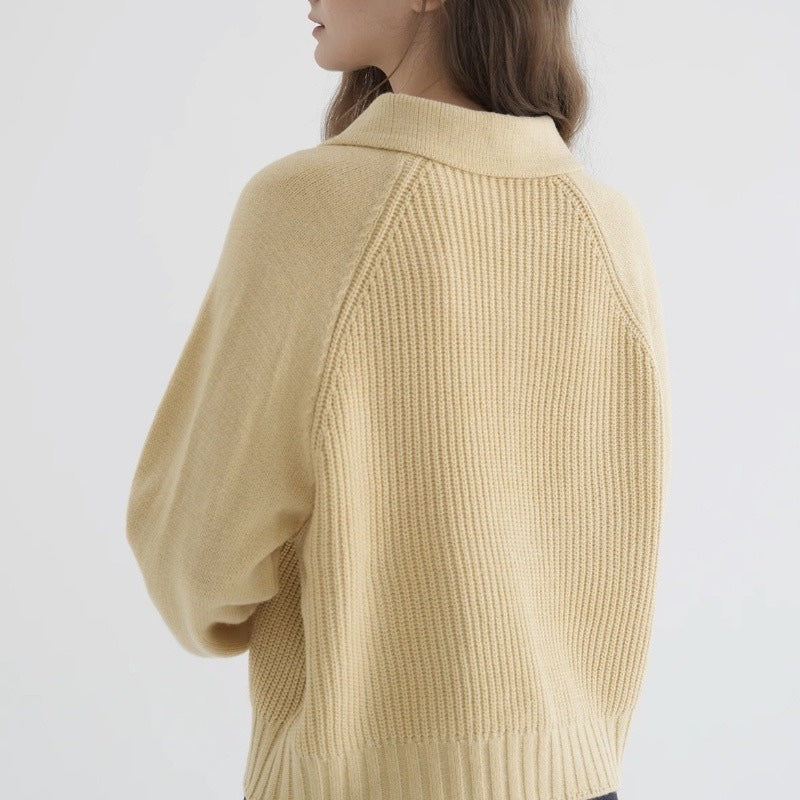 Peter Pan Collar Button Front Ribbed Knit Cardigan 4
