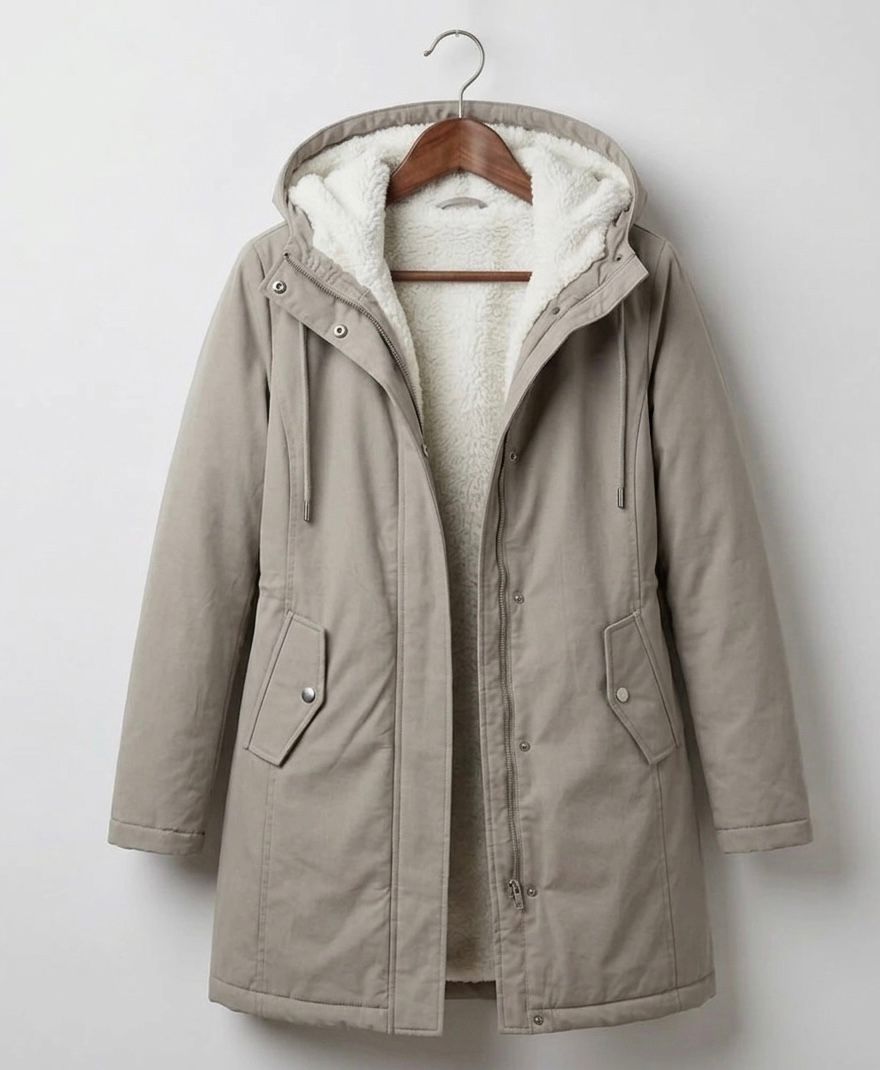 Hooded Fleece Lined Longline Parka Coat 20