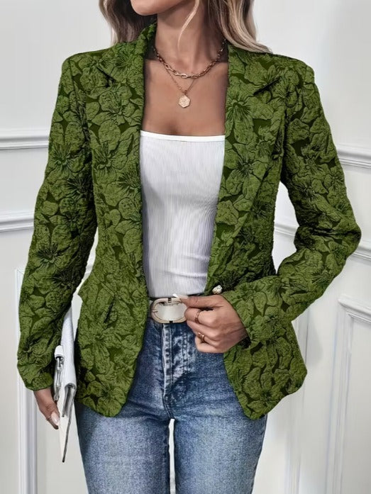 Floral Jacquard Notch Lapel Fitted Blazer 7