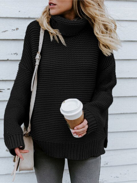 Turtleneck Long Sleeve Chunky Knit Sweater 3