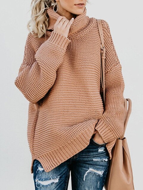Turtleneck Long Sleeve Chunky Knit Sweater 5