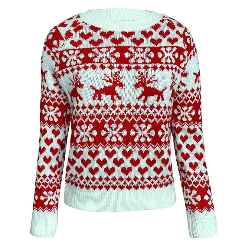 Reindeer Snowflake Fair Isle Crew Neck Christmas Sweater 7
