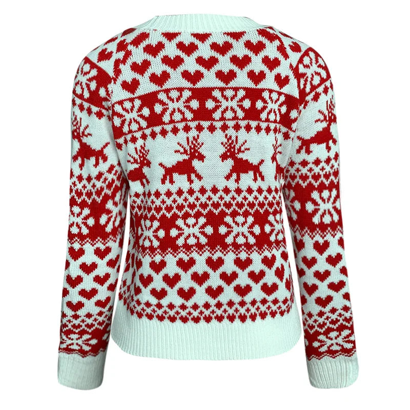 Reindeer Snowflake Fair Isle Crew Neck Christmas Sweater 8