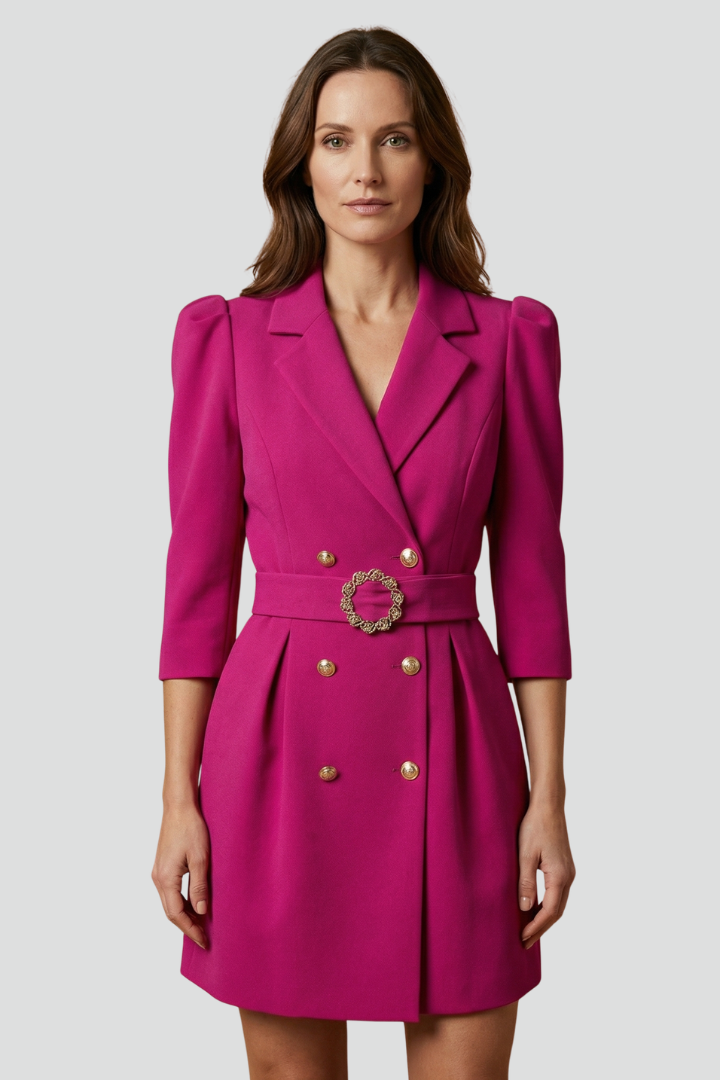 Notch Lapel Belted Double Breasted Blazer Mini Dress 2