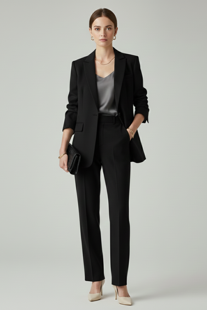 Notched Lapel Single Button Blazer and Trousers Two Piece Set 6