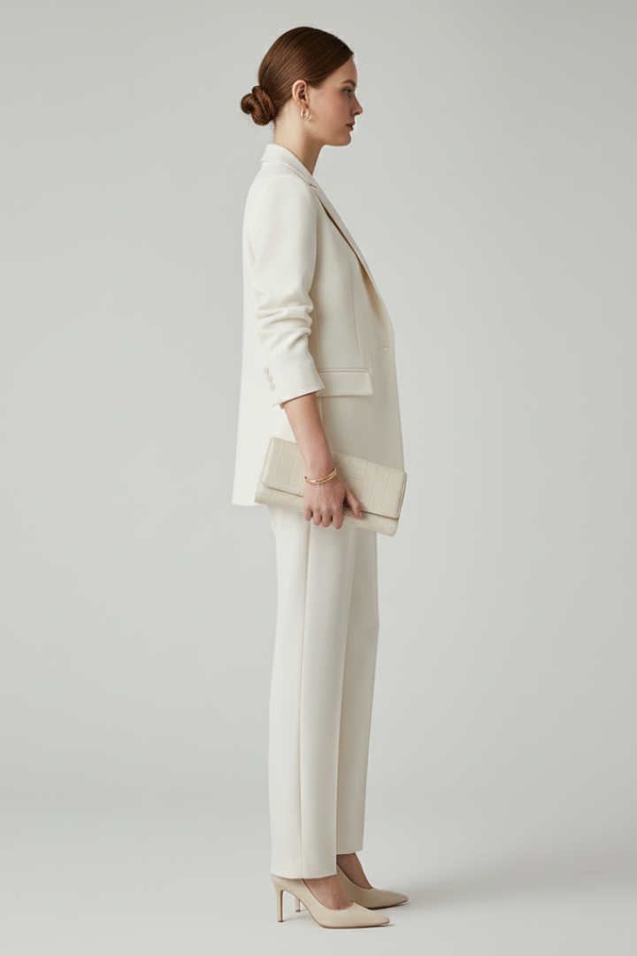 Notched Lapel Single Button Blazer and Trousers Two Piece Set 3
