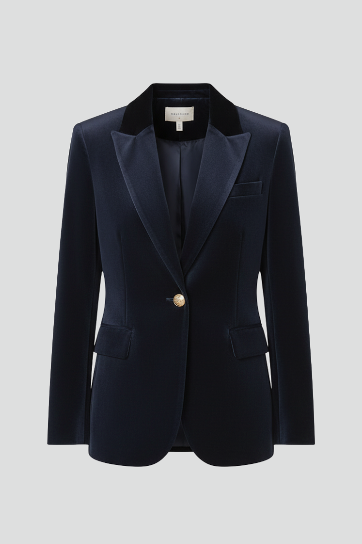 Velvet Peak Lapel Single Button Blazer
