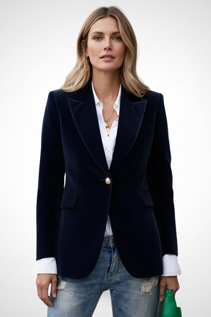 Velvet Peak Lapel Single Button Blazer 7
