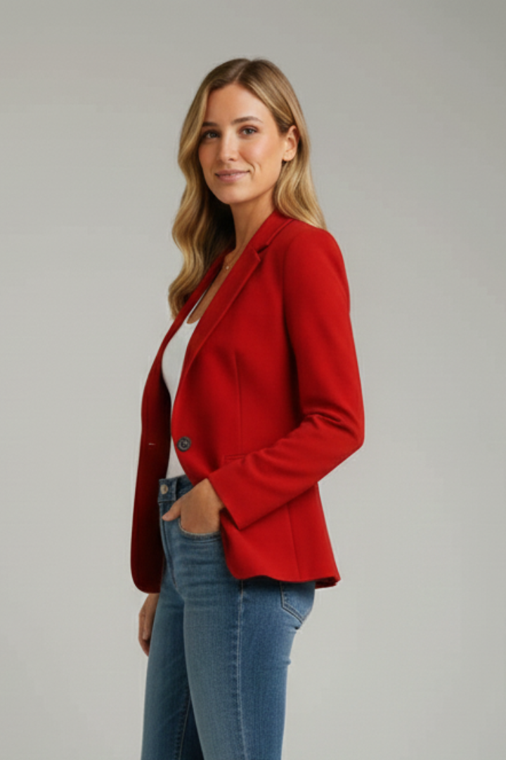Notched Lapel Single Button Fitted Blazer 3