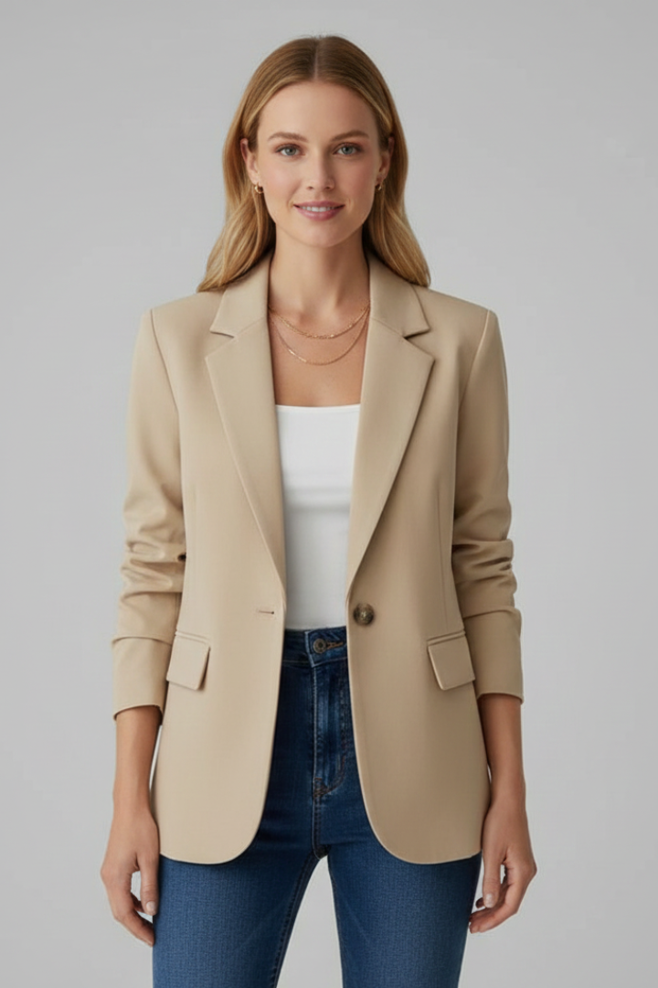 Notched Lapel Single Button Fitted Blazer 9