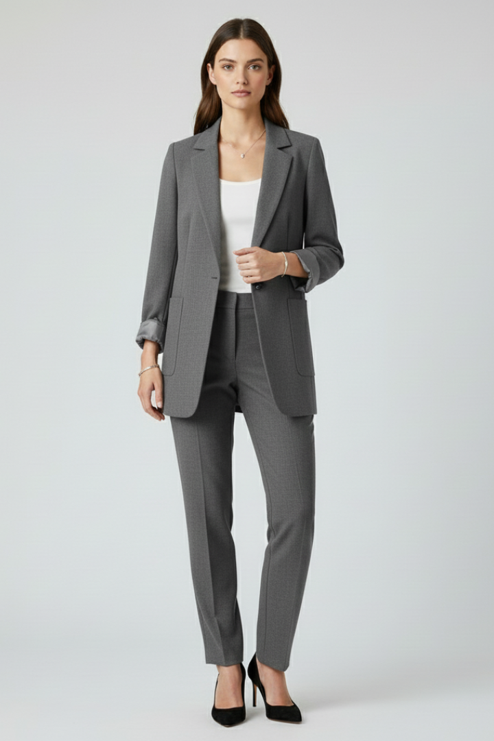 Notch Lapel Open Front Patch Pocket Longline Blazer 7