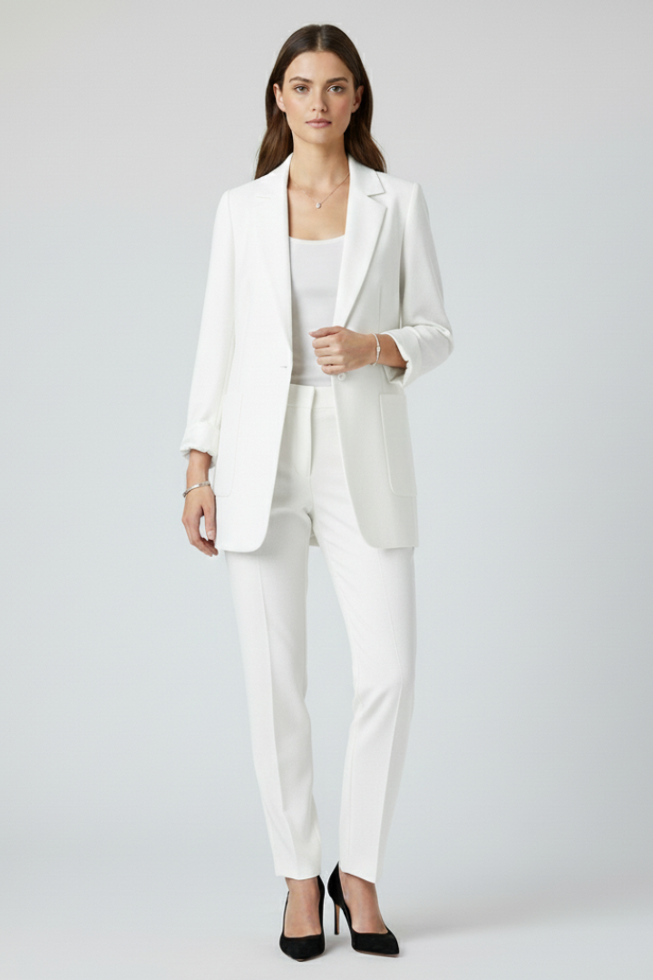 Notch Lapel Open Front Patch Pocket Longline Blazer 10