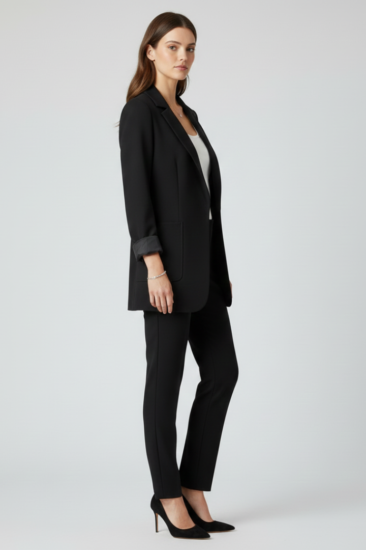 Notch Lapel Open Front Patch Pocket Longline Blazer 3