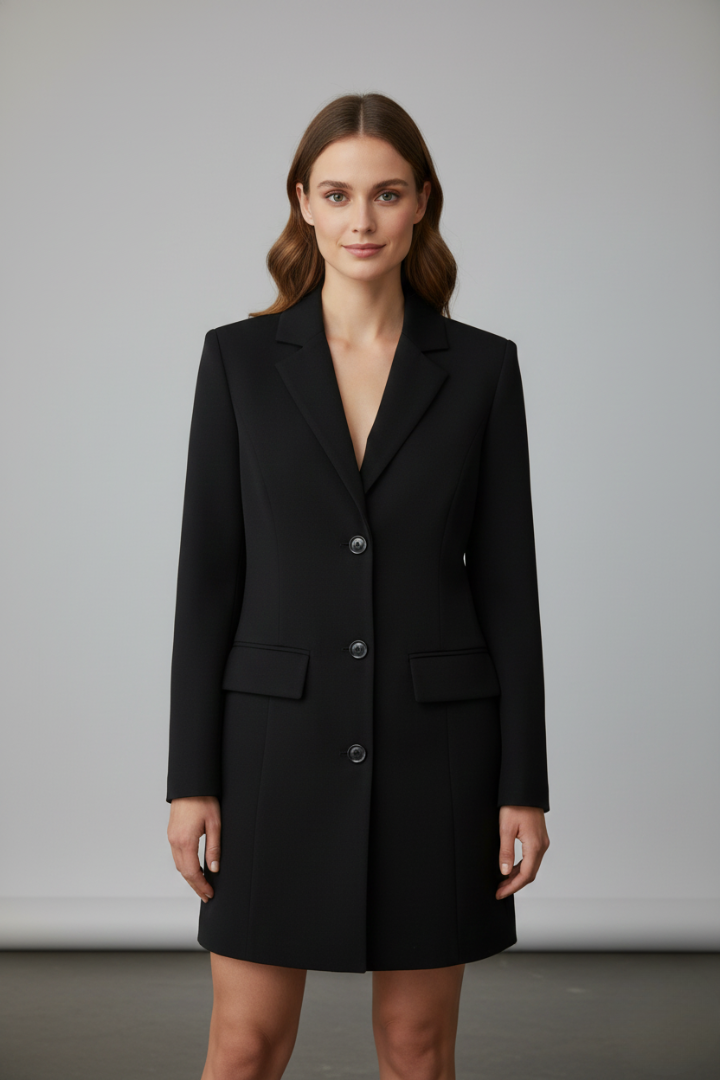 Notch Lapel Single Breasted Longline Blazer 2
