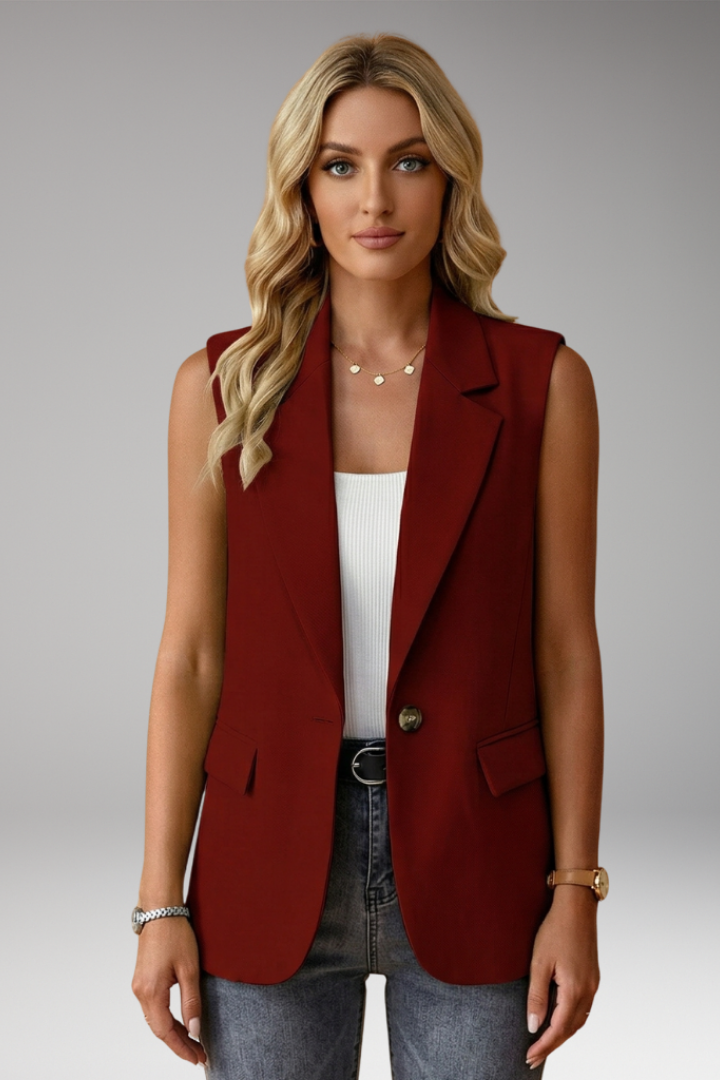 Notch Lapel Single Button Sleeveless Blazer Vest 6
