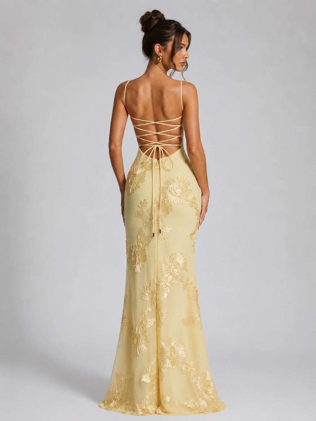 Floral Embroidered Sweetheart Corset Mermaid Maxi Gown 3