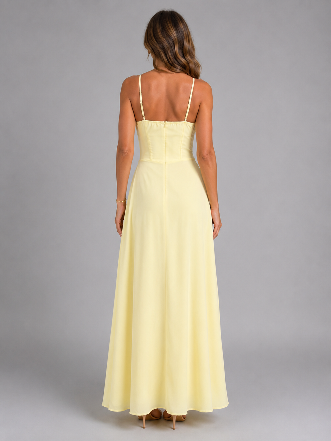 Strappy Sweetheart Corset Bodice A-Line Maxi Dress 2