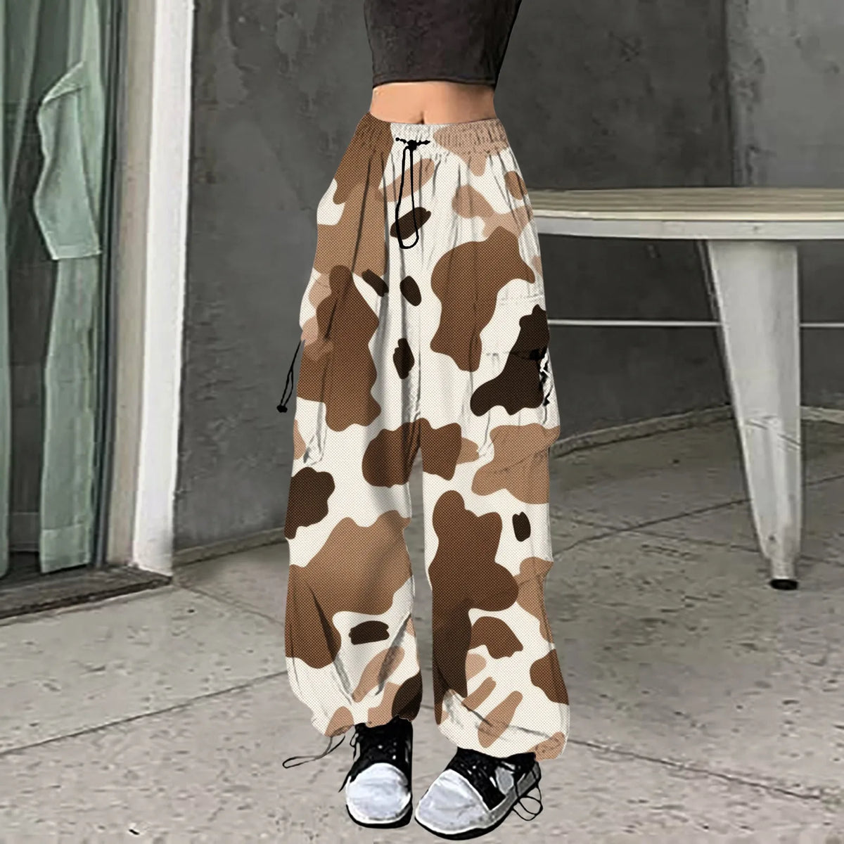 Baggy Camo Print Hip Hop Pants Khaki / S