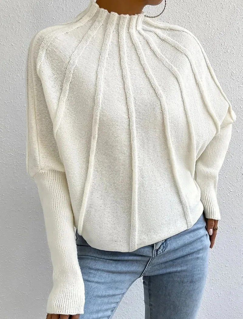 Mock Neck Long Sleeve Pintuck Sweater 4