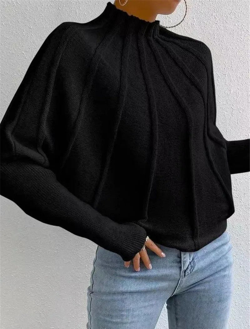 Mock Neck Long Sleeve Pintuck Sweater 7