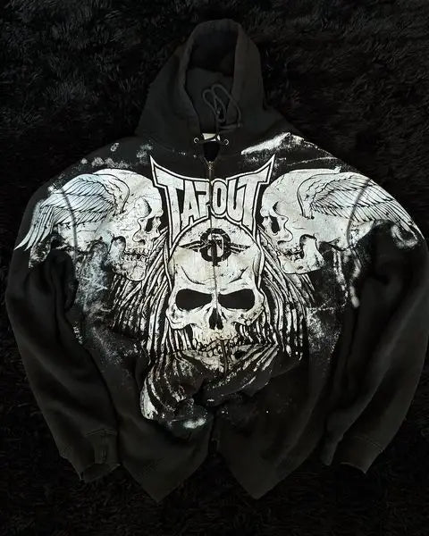 Skull Retro Zipper Hoodie