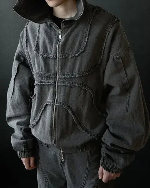 Gothic Punk Washed Zipper Hoodie