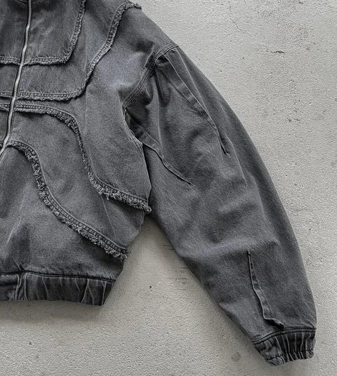 Gothic Punk Washed Zipper Hoodie