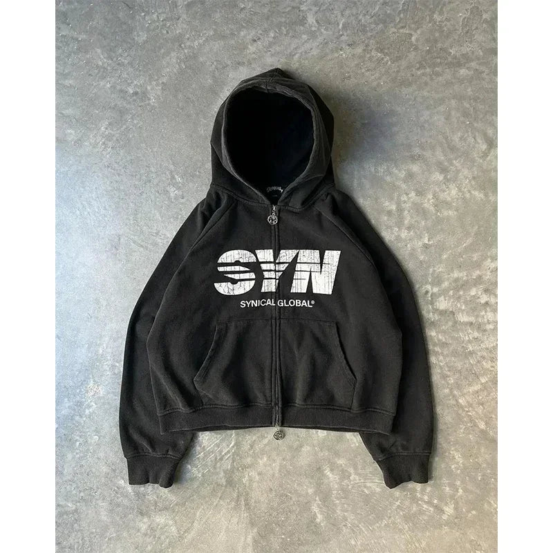 Retro Punk Fall Hoodie black 11 / S