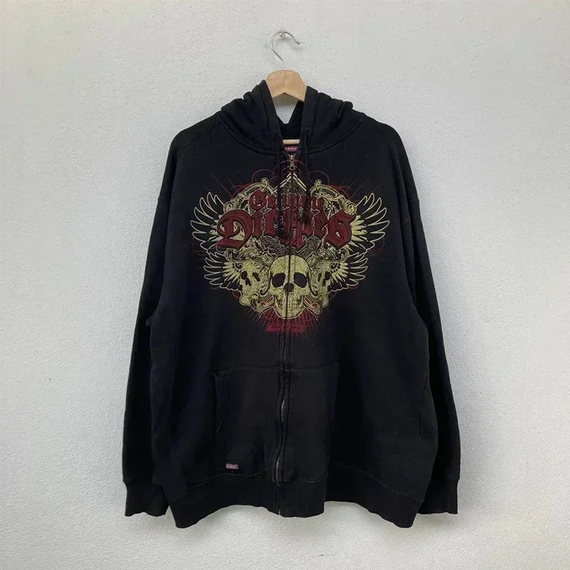 Retro Punk Fall Hoodie black 10 / S