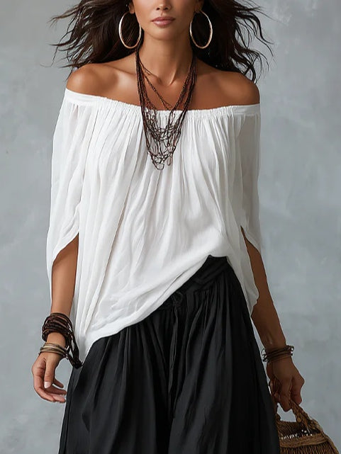 Off Shoulder Knit Top and Wide Leg Pants Two Piece Set 8