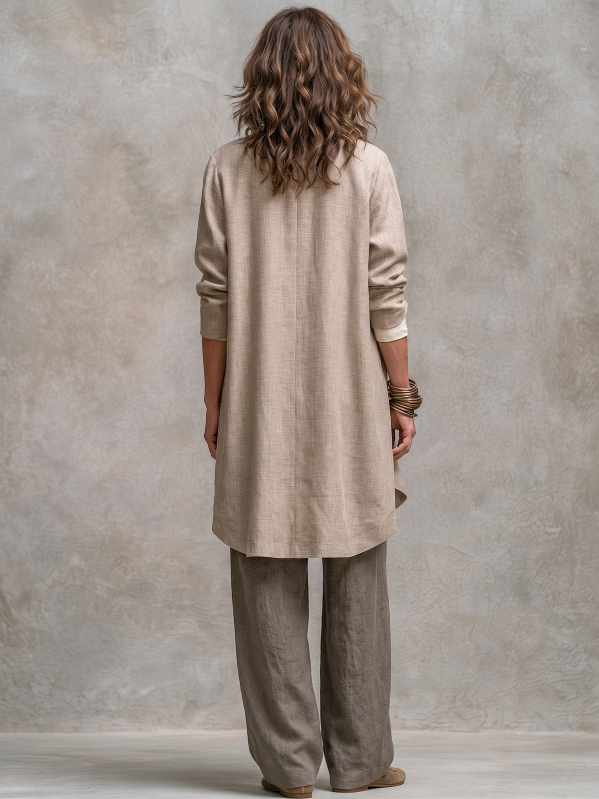 Draped Open Front Jacket Cami and Wide Leg Pants Three Piece Set 2