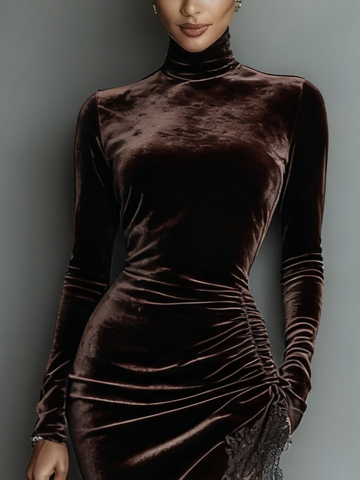 Clara | Velvet Lace Maxi Dress - View 3