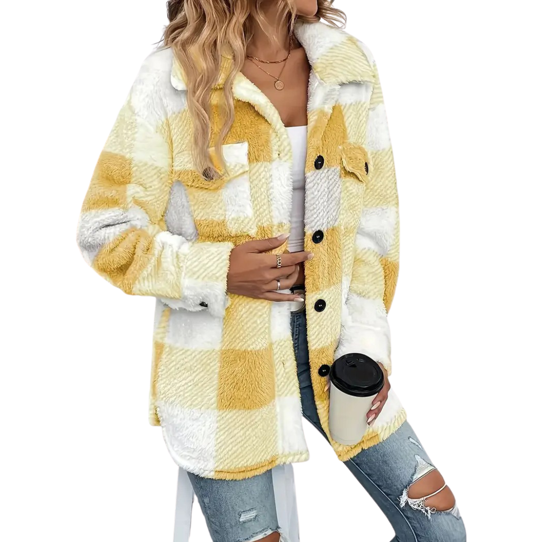 Plaid Fuzzy Fleece Button Front Shacket 5