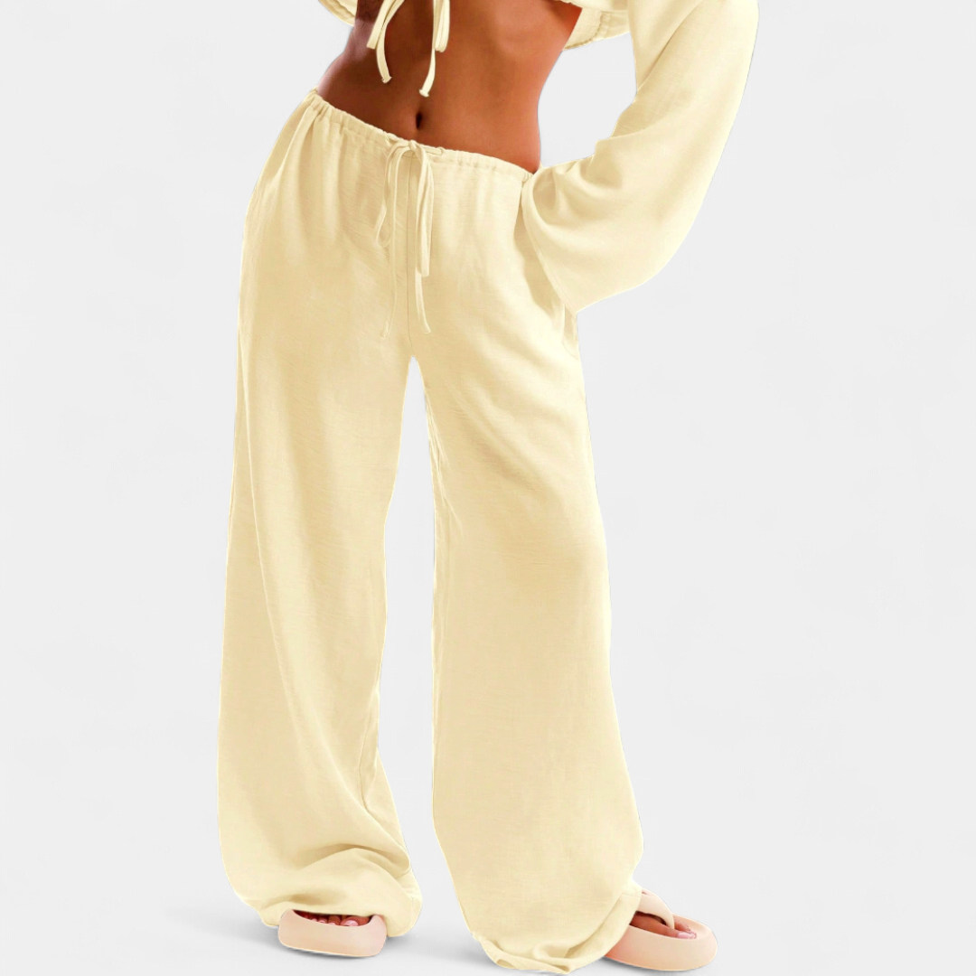 Drawstring Wide Leg Relaxed Beach Pants 3
