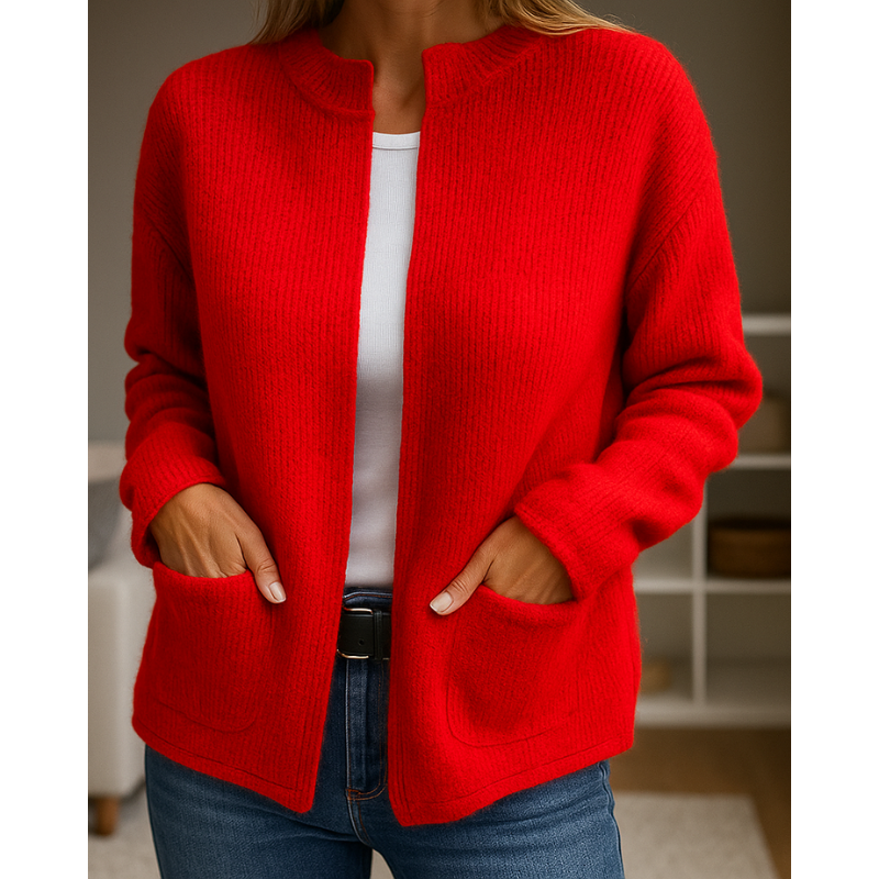 Ribbed Knit Zip Front Pocket Cardigan 8
