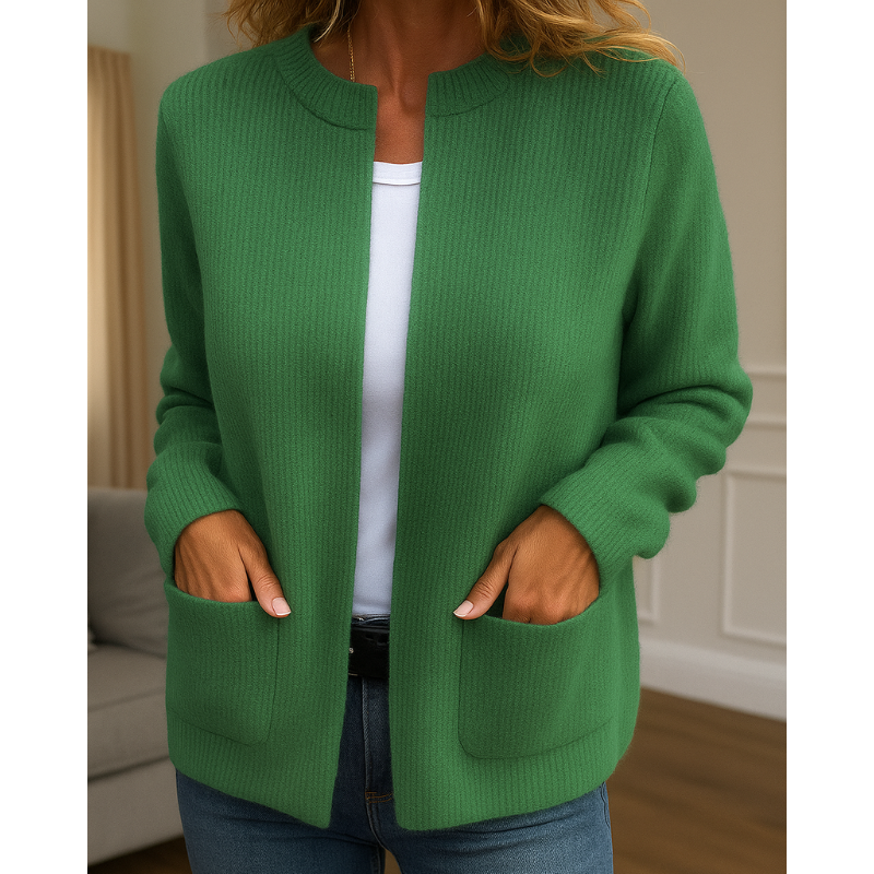 Ribbed Knit Zip Front Pocket Cardigan 7