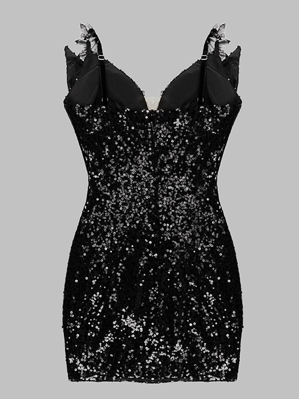 Sequin Deep V-Neck Sheer Corset Bodycon Mini Dress - View 7