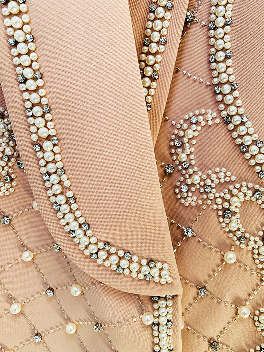 Pearl Rhinestone Beaded Deep V-Neck Long Sleeve Blazer Mini Dress - View 10