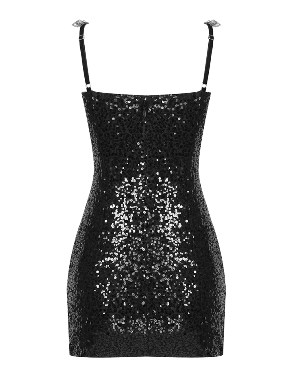 Sequin Deep V-Neck Sheer Corset Bodycon Mini Dress - View 2