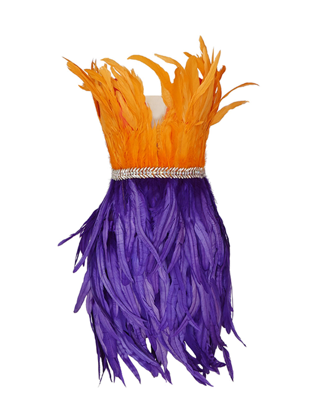 One Shoulder Feather Tiered Strapless Mini Dress - View 4