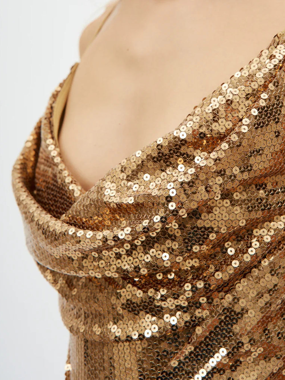 Sequin Cowl Back Spaghetti Strap Bodycon Mini Dress - View 5