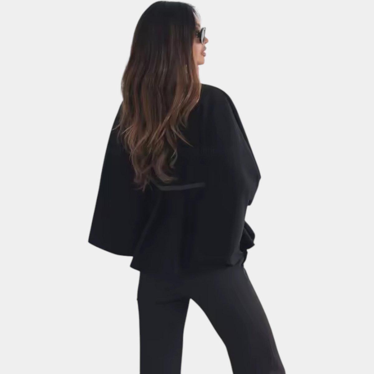 Cape Sleeve High Neck Belted Poncho Cape 4