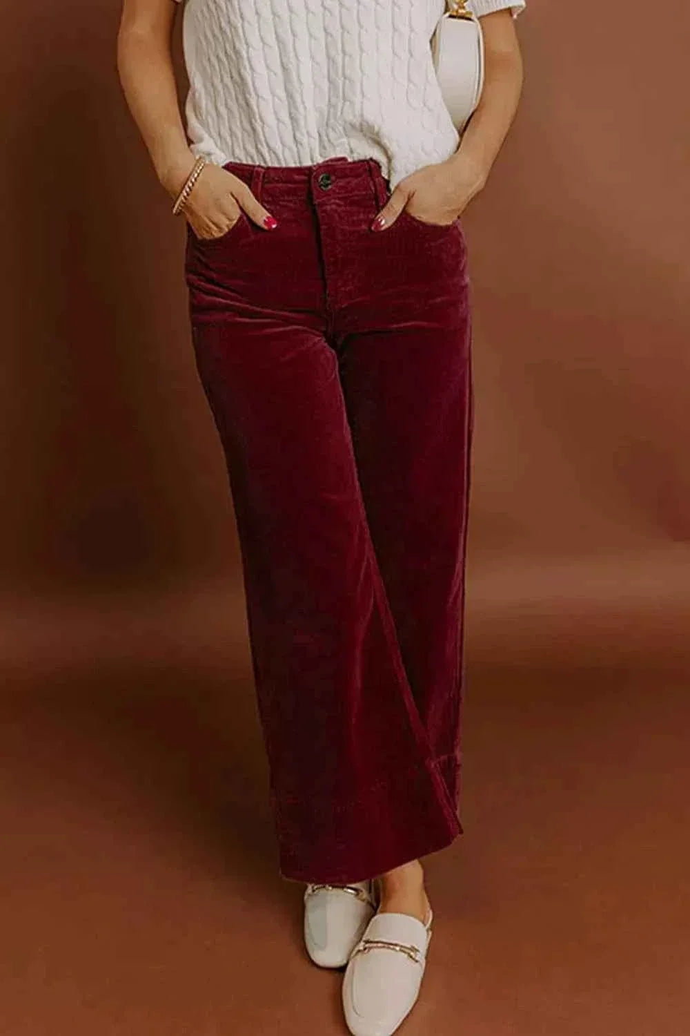 Corduroy High Waist Wide Leg Pants